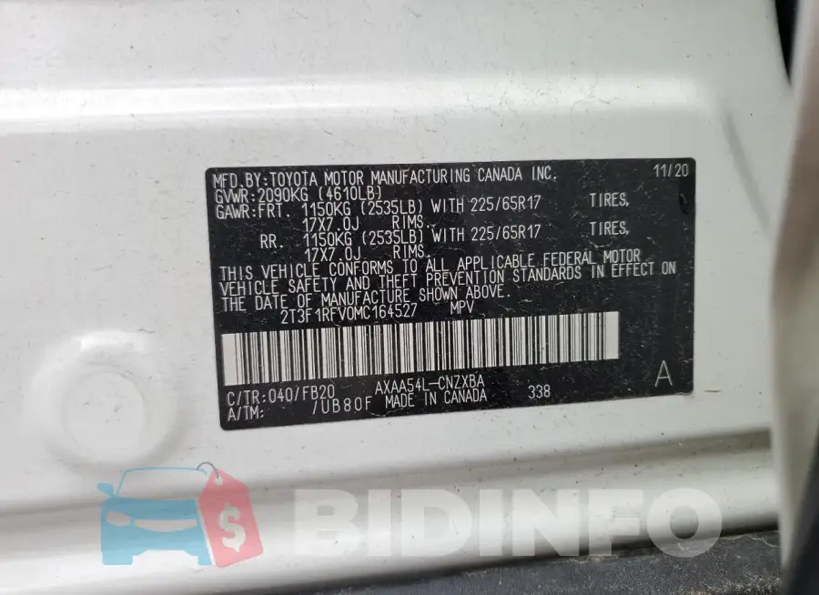 2T3F1RFV0MC164527 Photo# 14