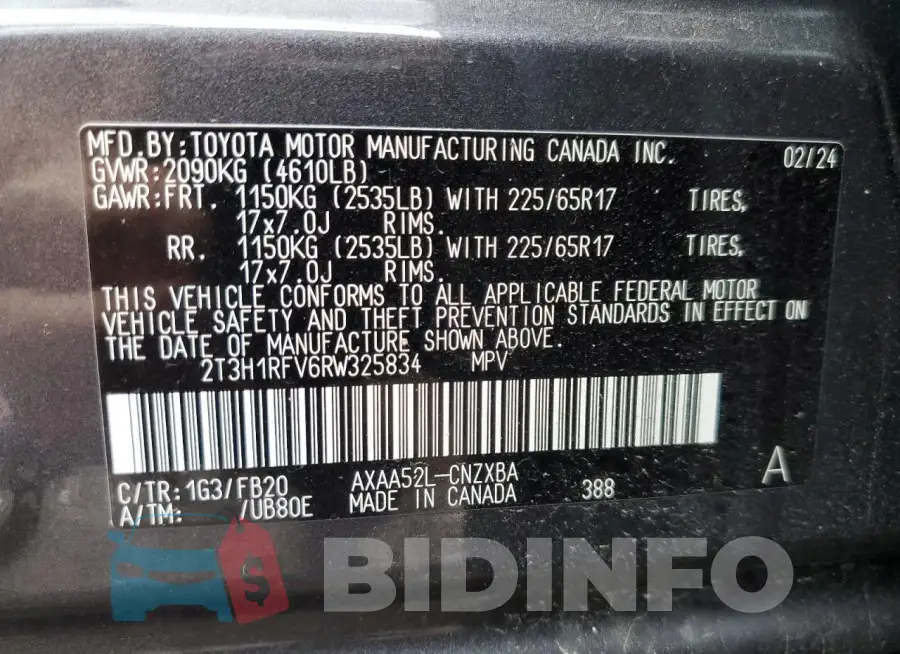 2T3H1RFV6RW325834 Photo# 13