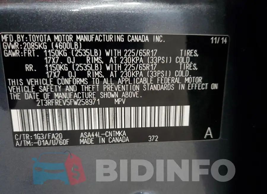 2T3RFREV5FW258971 Photo# 13