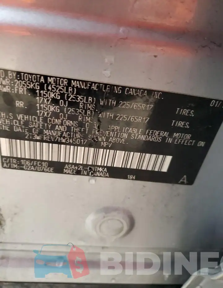 2T3WFREV7HW345017 Photo# 12