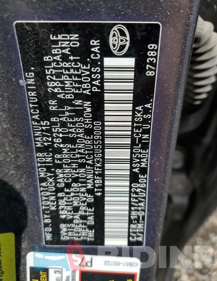 4T1BF1FK3GU559000 Photo# 13