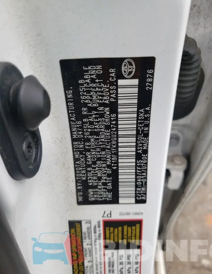 4T1BF1FK8GU247416 Photo# 12