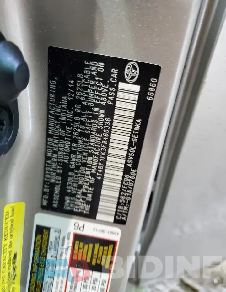 4T4BF1FK3FR466336 Photo# 12