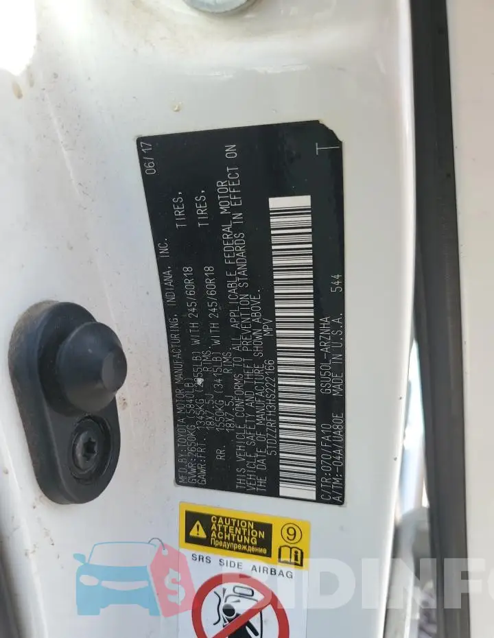 5TDZZRFH3HS222166 Photo# 12