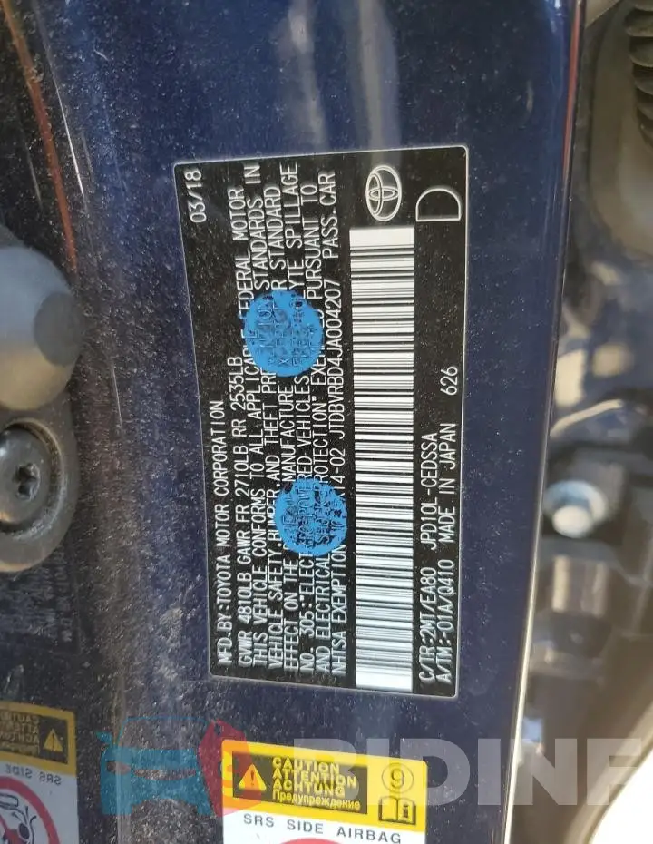 JTDBVRBD4JA004207 Photo# 12