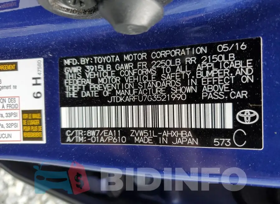 JTDKARFU7G3521990 Photo# 12