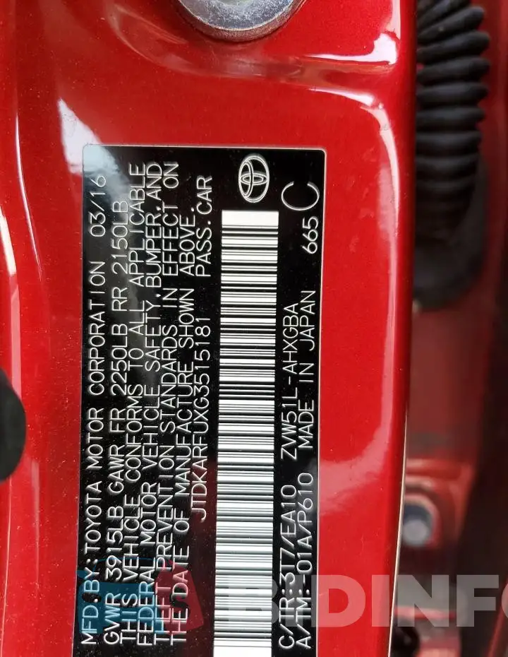 JTDKARFUXG3515181 Photo# 13