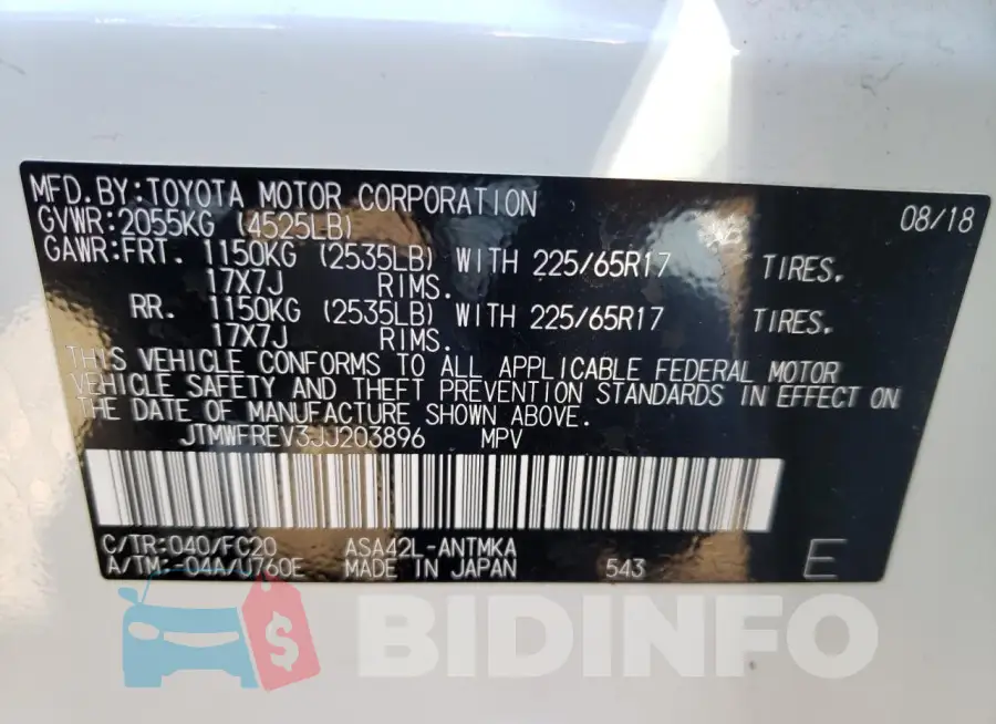 JTMWFREV3JJ203896 Photo# 12