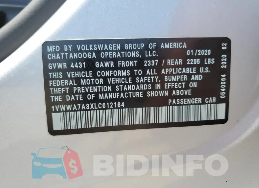 1VWWA7A3XLC012164 Photo# 12