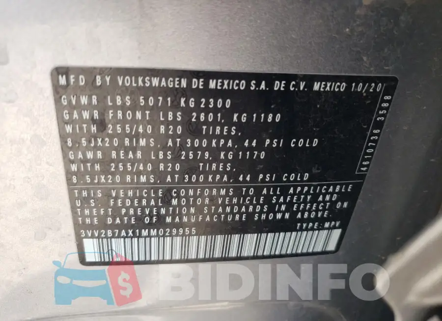 3VV2B7AX1MM029955 Photo# 13