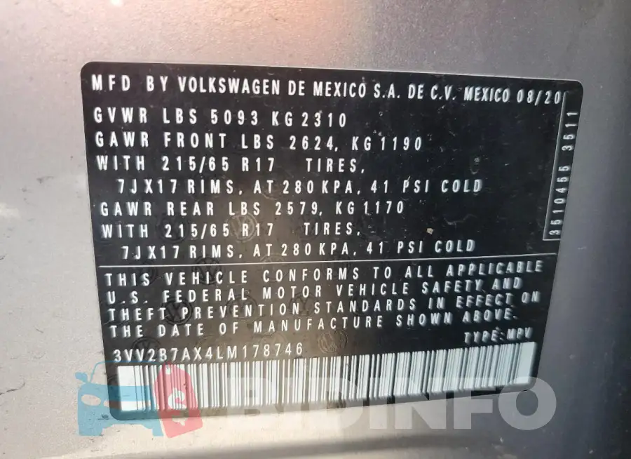 3VV2B7AX4LM178746 Photo# 13