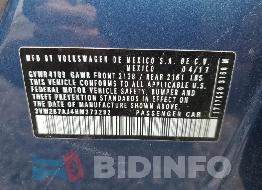 3VW2B7AJ4HM373292 Photo# 12