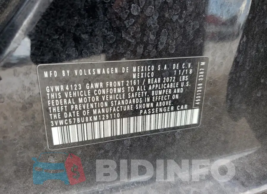 3VWC57BU8KM129110 Photo# 12