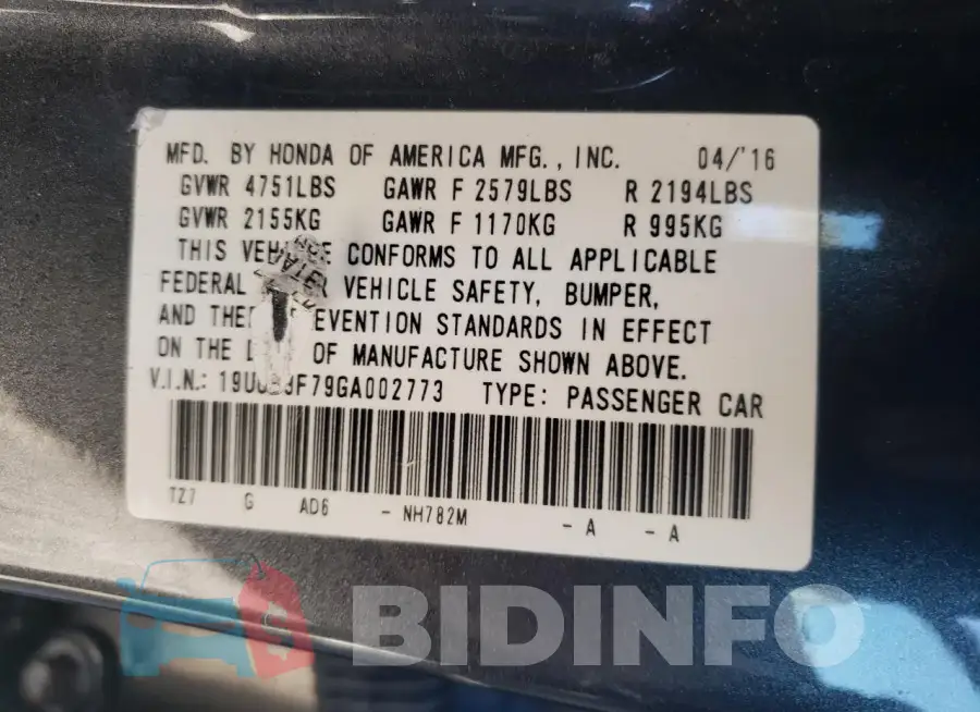 19UUB3F79GA002773 Photo# 12