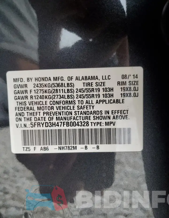 5FRYD3H47FB004328 Photo# 13
