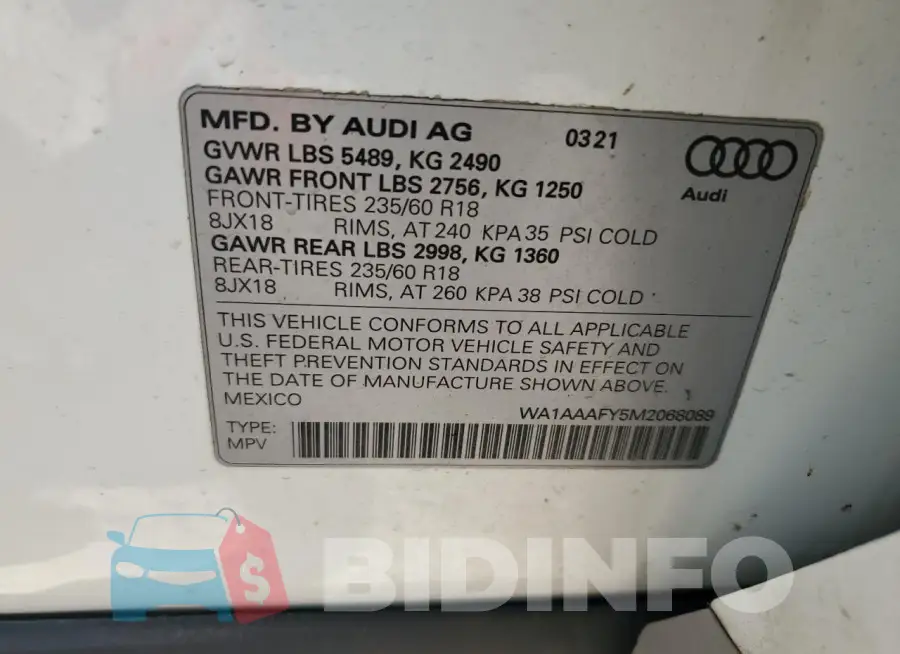 WA1AAAFY5M2068089 Photo# 14