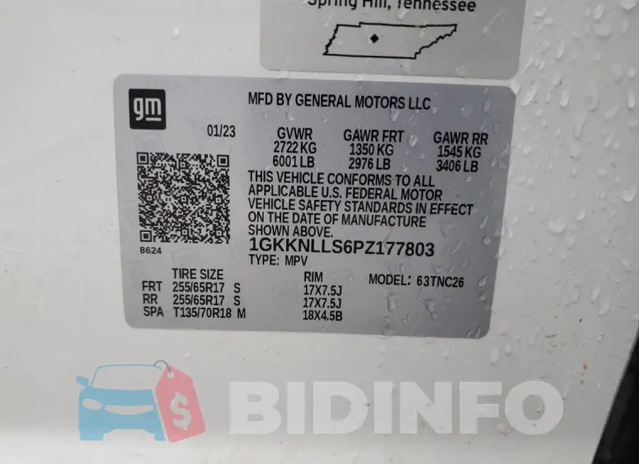 1GKKNLLS6PZ177803 Photo# 13