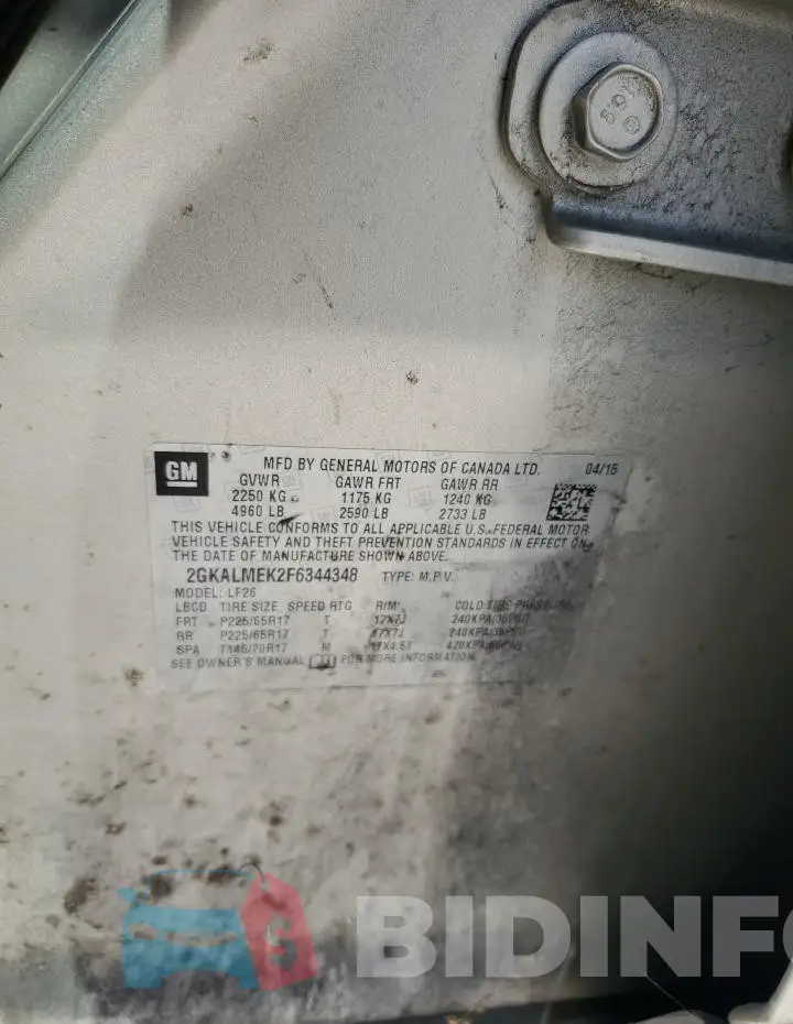 2GKALMEK2F6344348 Photo# 13