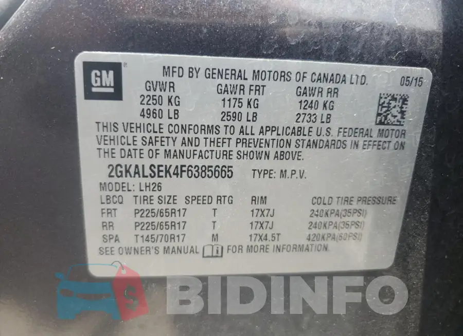 2GKALSEK4F6385665 Photo# 12