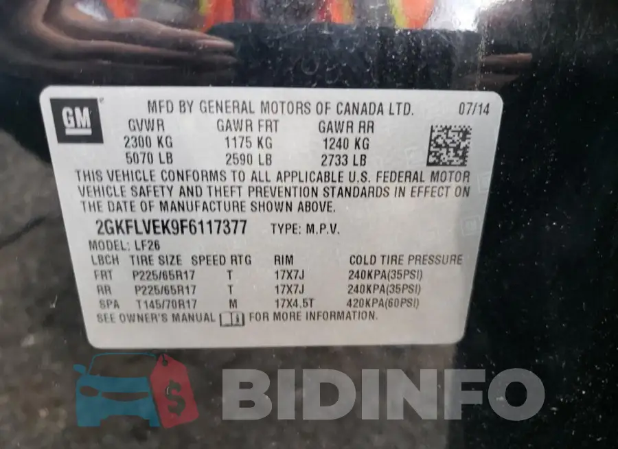 2GKFLVEK9F6117377 Photo# 13