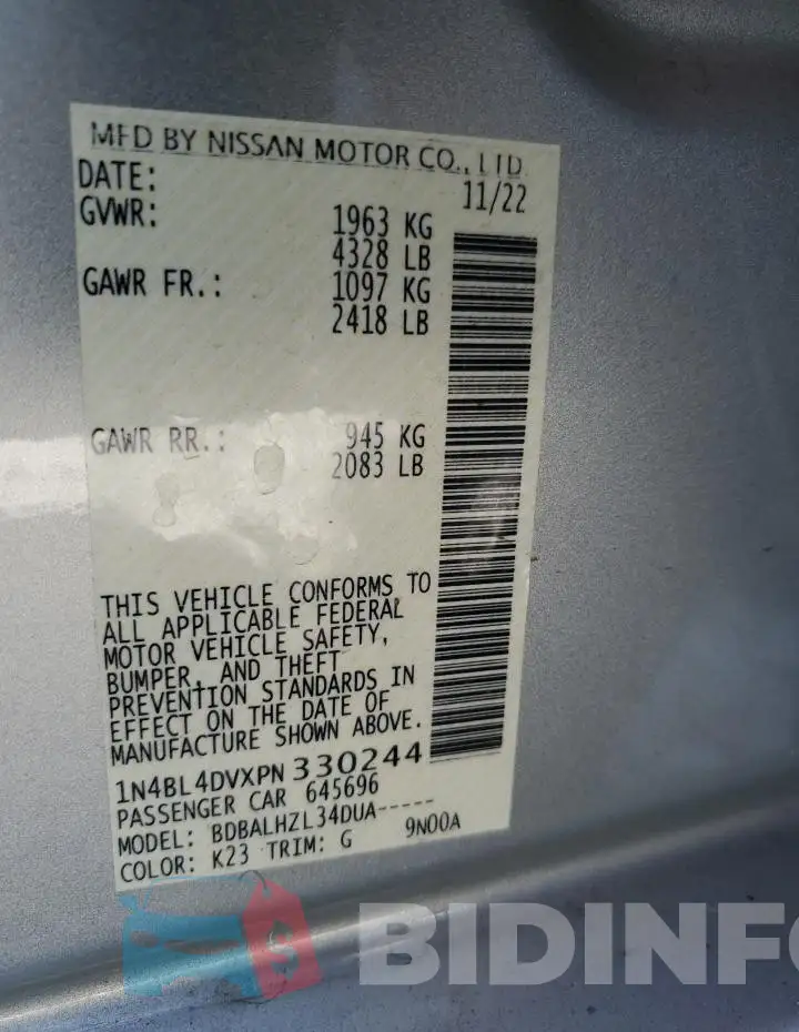 1N4BL4DVXPN330244 Photo# 12
