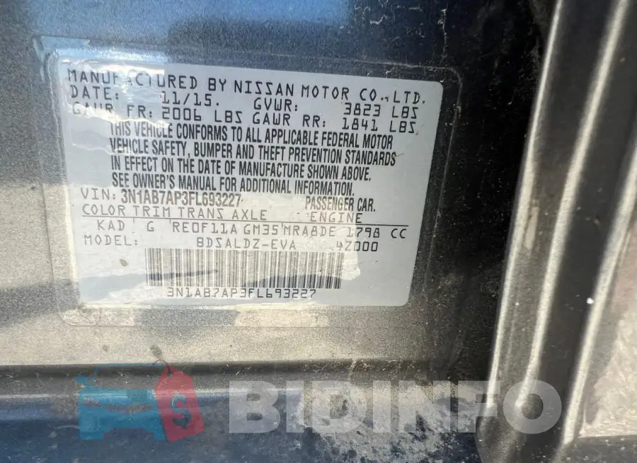 3N1AB7AP3FL693227 Photo# 10