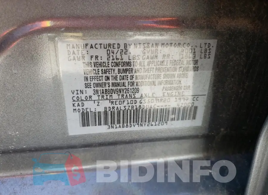 3N1AB8DV9NY261209 Photo# 12