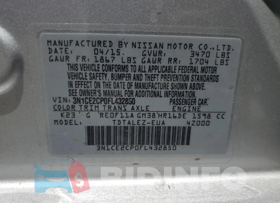 3N1CE2CP0FL432850 Photo# 12