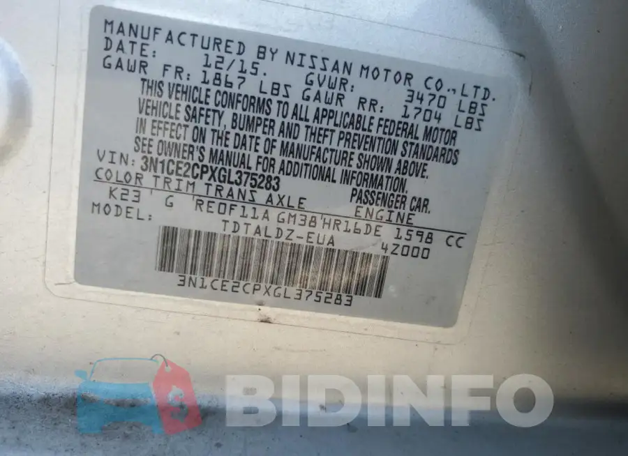 3N1CE2CPXGL375283 Photo# 12