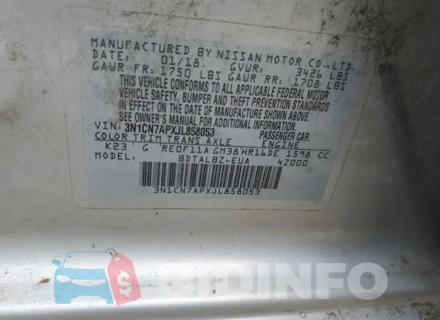 3N1CN7APXJL858053 Photo# 12