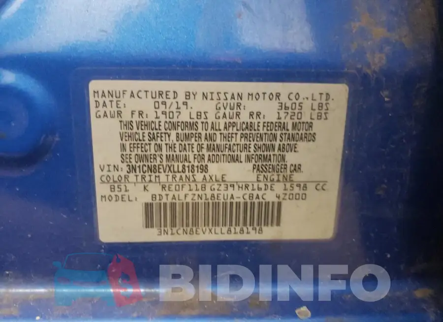 3N1CN8EVXLL818198 Photo# 12