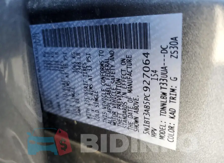 5N1BT3AB5PC927064 Photo# 14