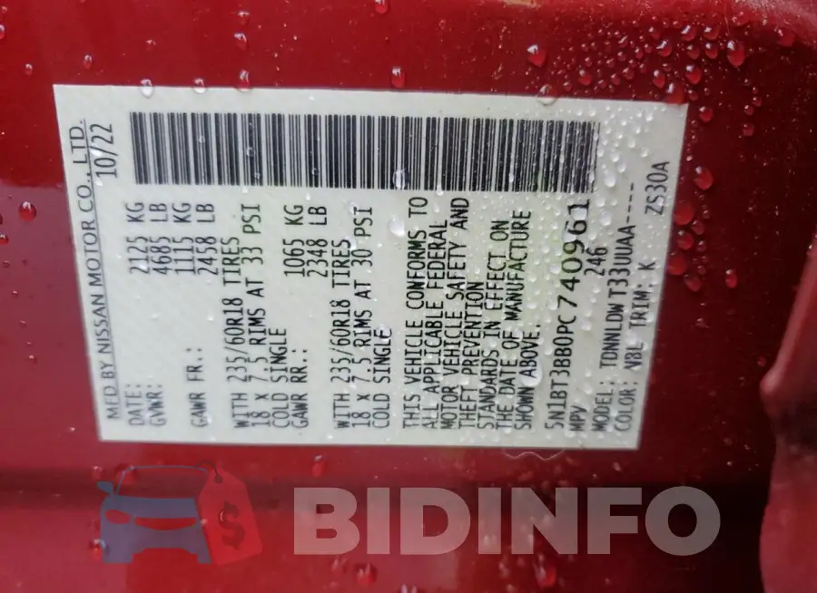 5N1BT3BB0PC740961 Photo# 13