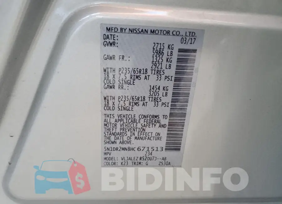 5N1DR2MN8HC671513 Photo# 14