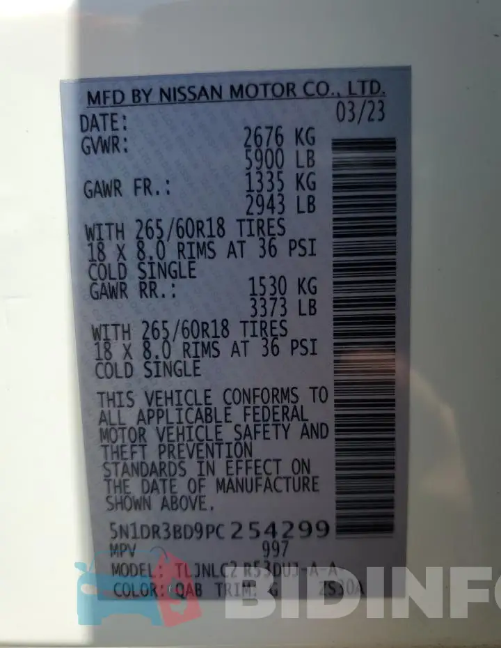 5N1DR3BD9PC254299 Photo# 12