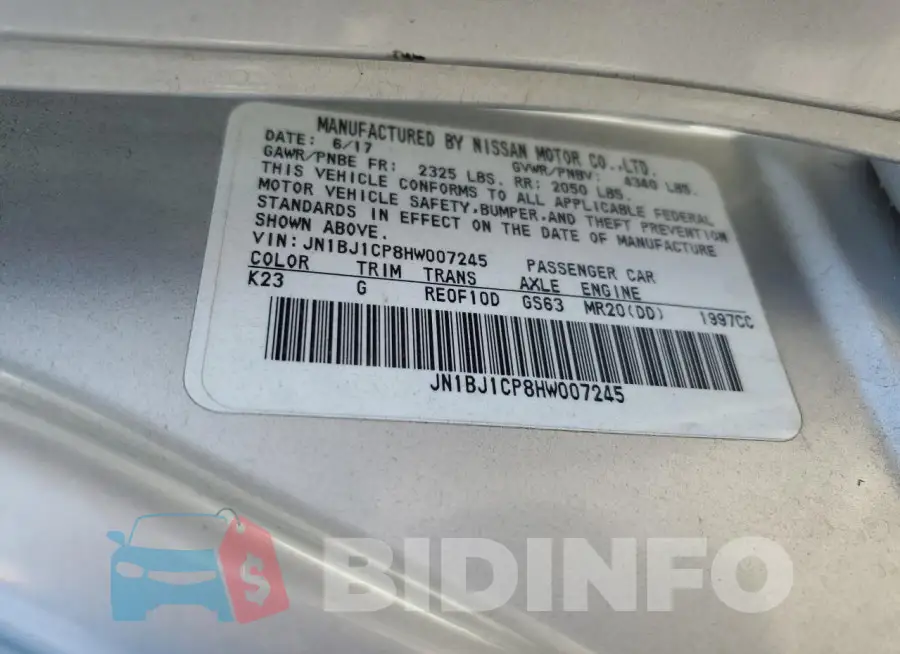 JN1BJ1CP8HW007245 Photo# 13