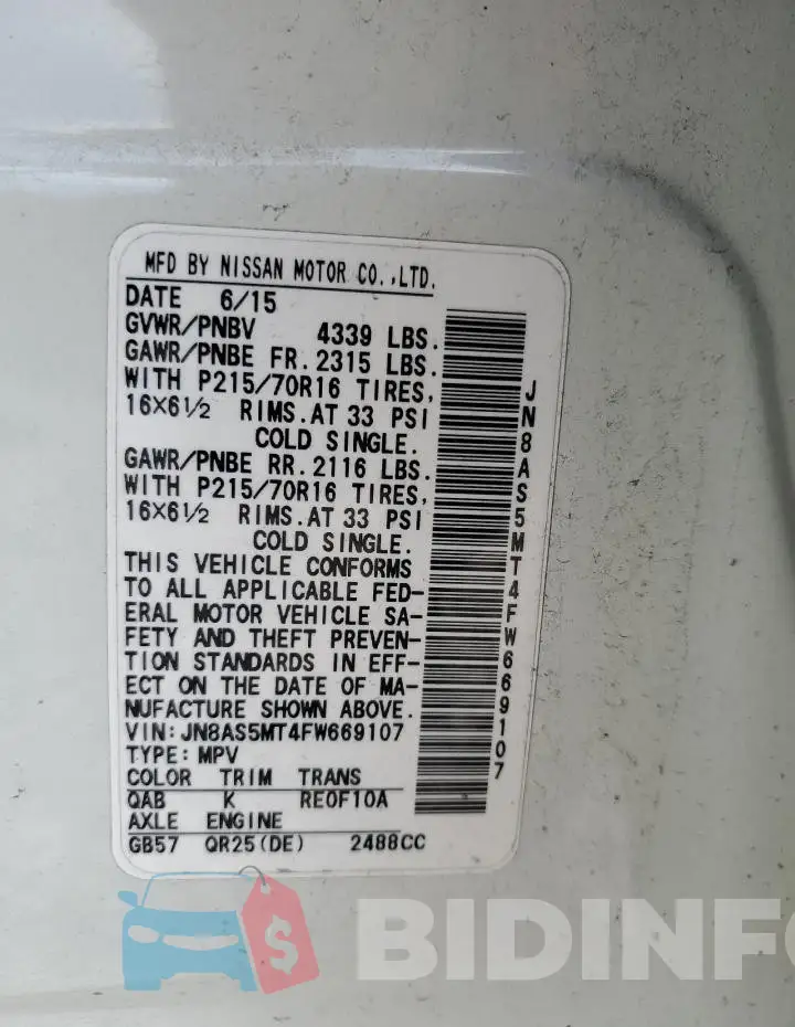 JN8AS5MT4FW669107 Photo# 13