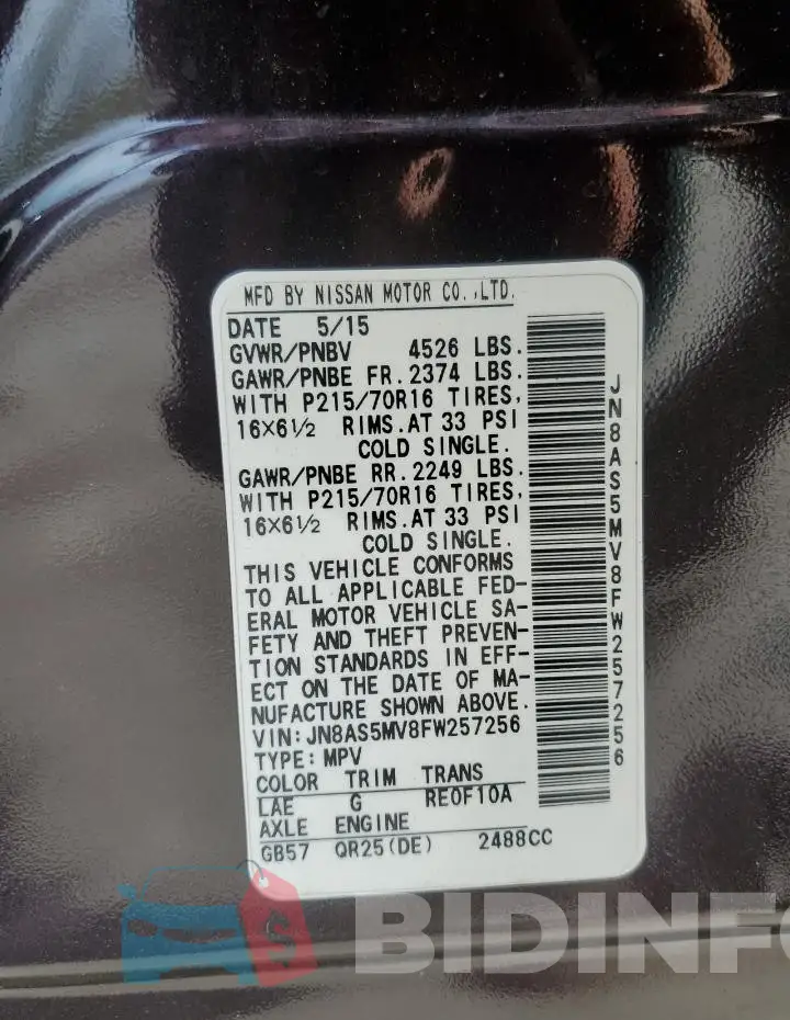 JN8AS5MV8FW257256 Photo# 13