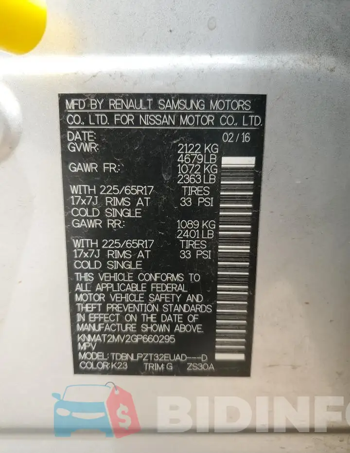 KNMAT2MV2GP660295 Photo# 13