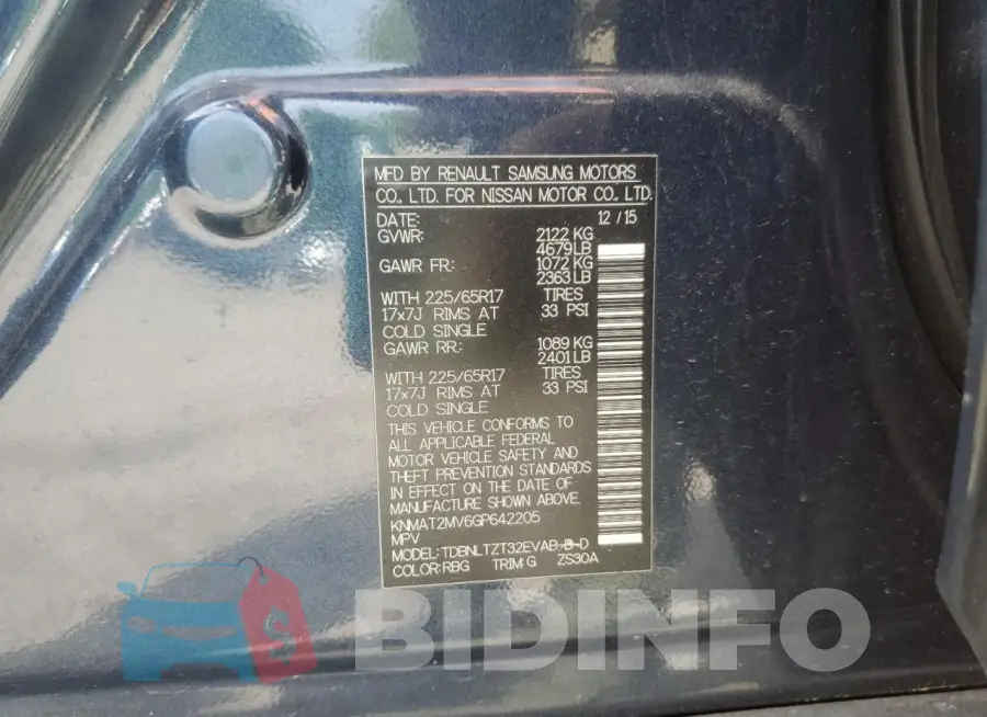KNMAT2MV6GP642205 Photo# 13
