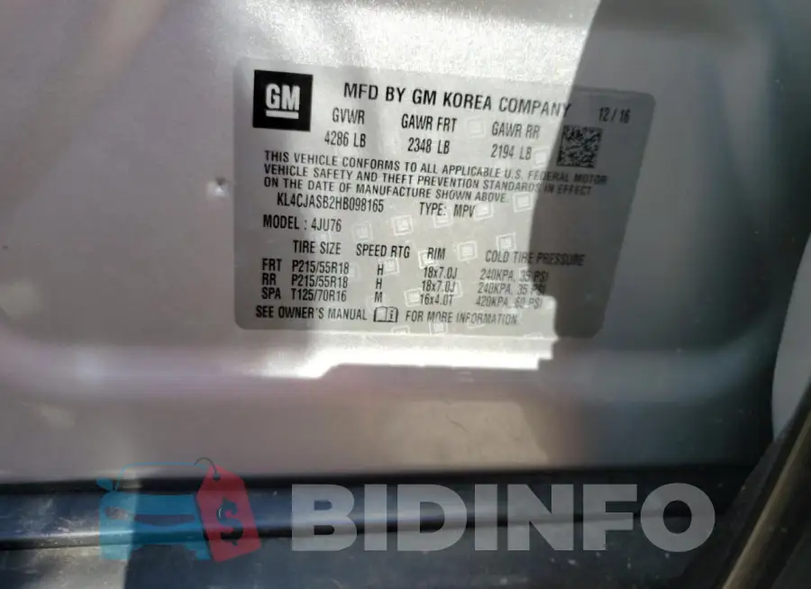 KL4CJASB2HB098165 Photo# 13