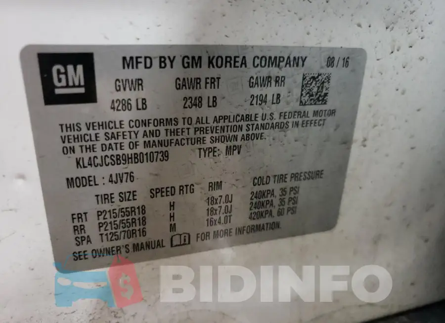 KL4CJCSB9HB010739 Photo# 13