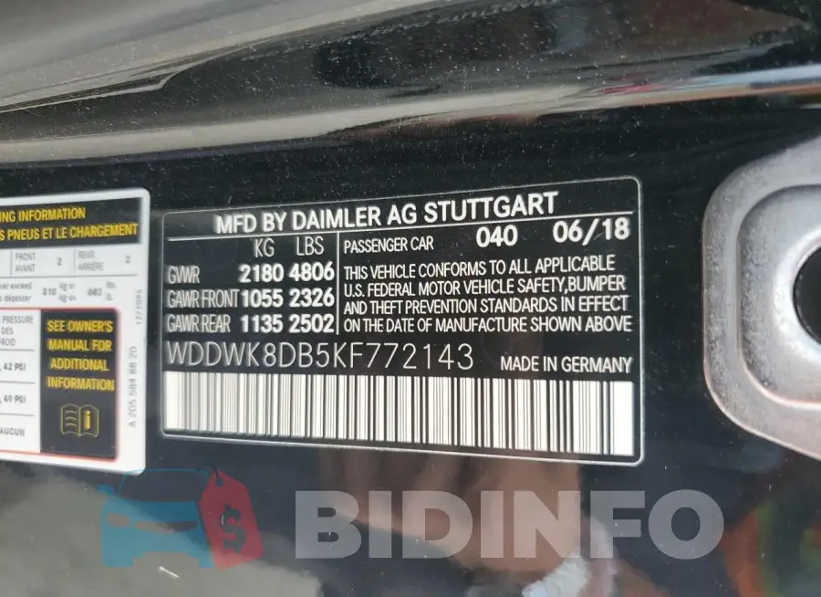 WDDWK8DB5KF772143 Photo# 12