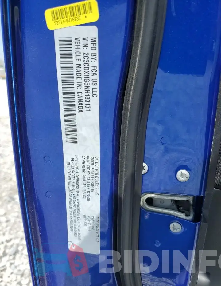 2C3CDXHG5NH133131 Photo# 12