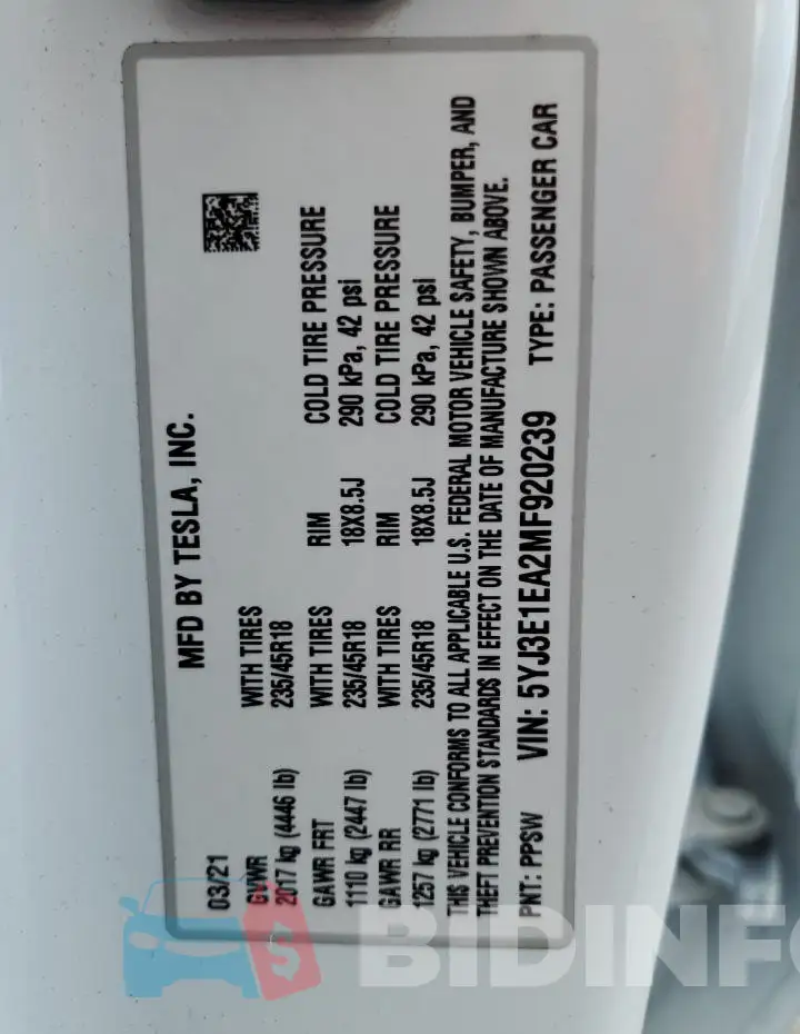 5YJ3E1EA2MF920239 Photo# 12