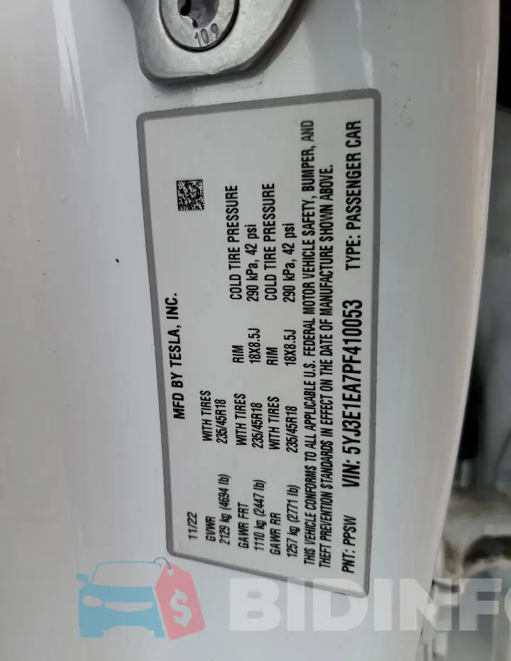 5YJ3E1EA7PF410053 Photo# 12