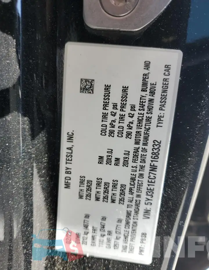 5YJ3E1EC7NF168332 Photo# 12