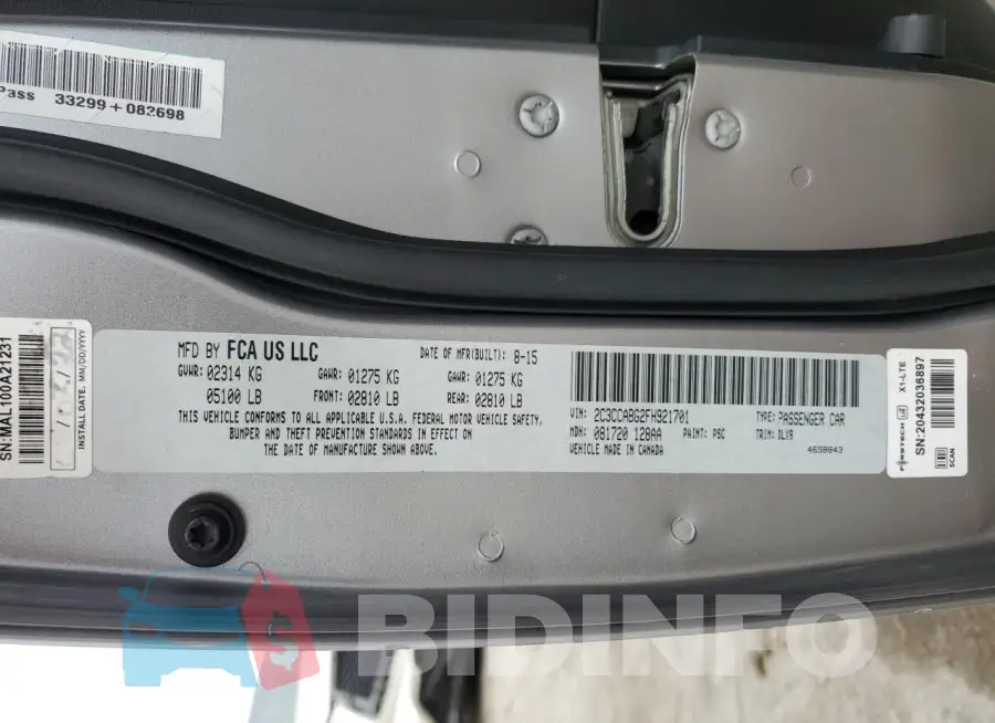 2C3CCABG2FH921701 Photo# 12