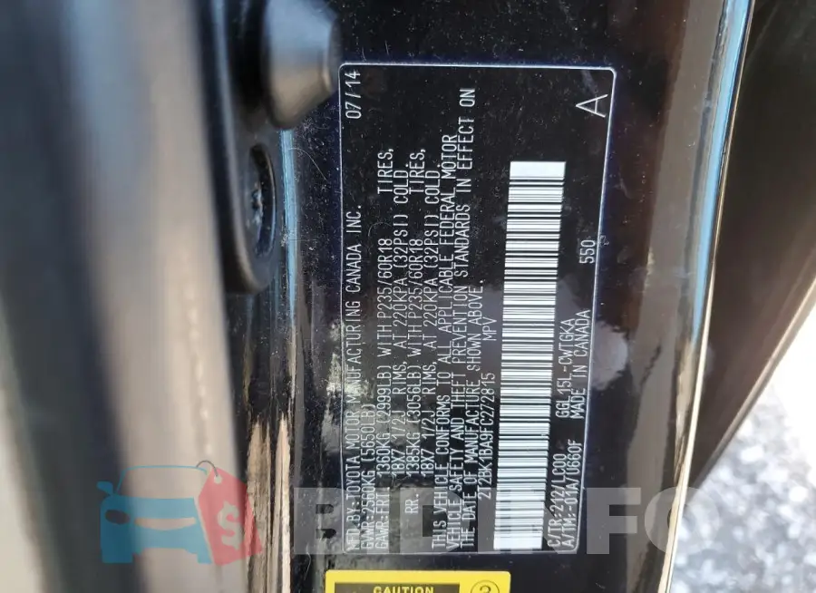 2T2BK1BA9FC272815 Photo# 13