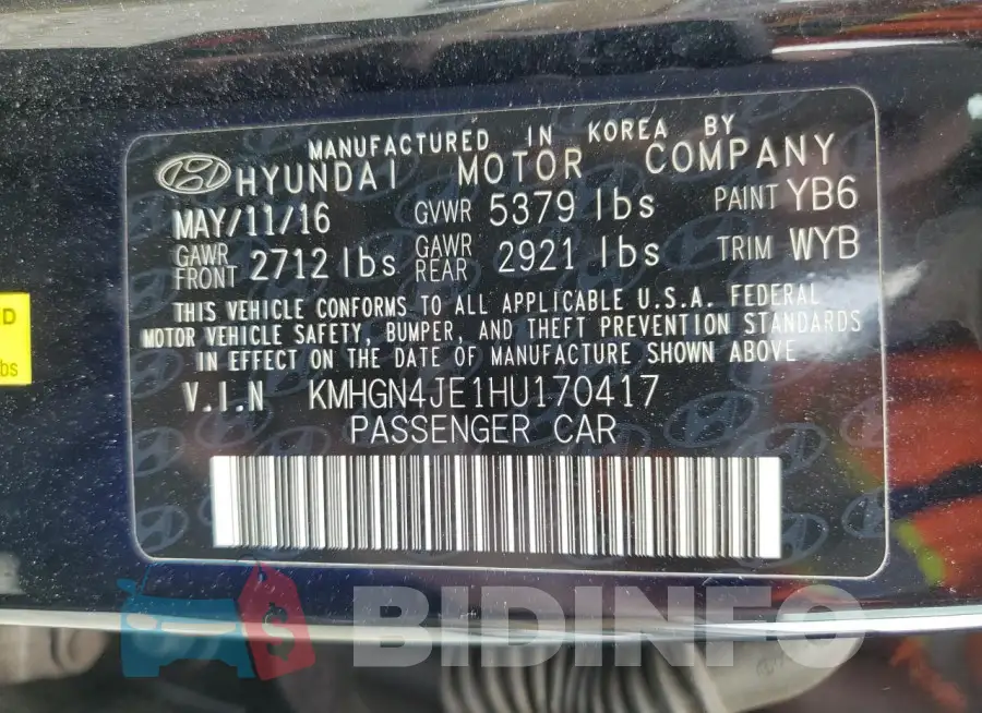 KMHGN4JE1HU170417 Photo# 12